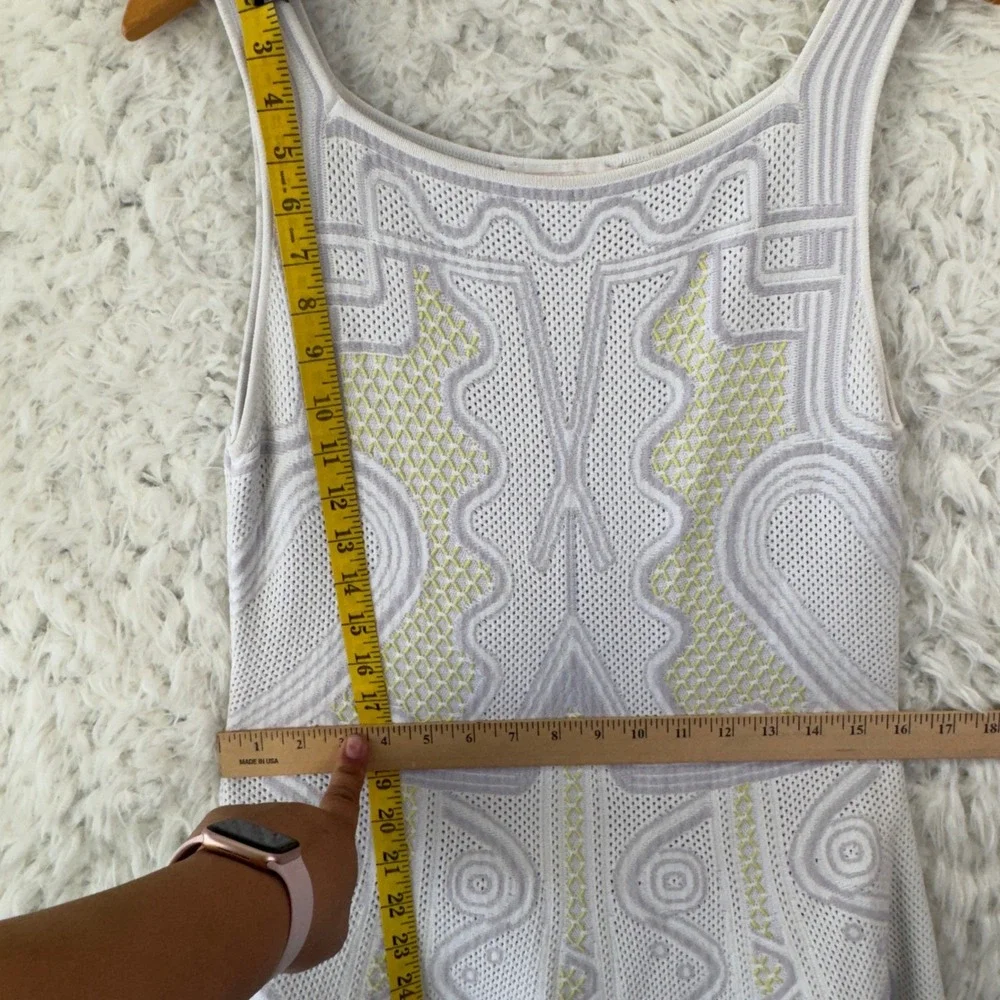 Peter Pilotto Knit Fit and Flare‎ Dress L White Geometric Designer Sleeveless